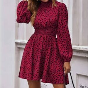 Elegant Red Polka Dot Dress